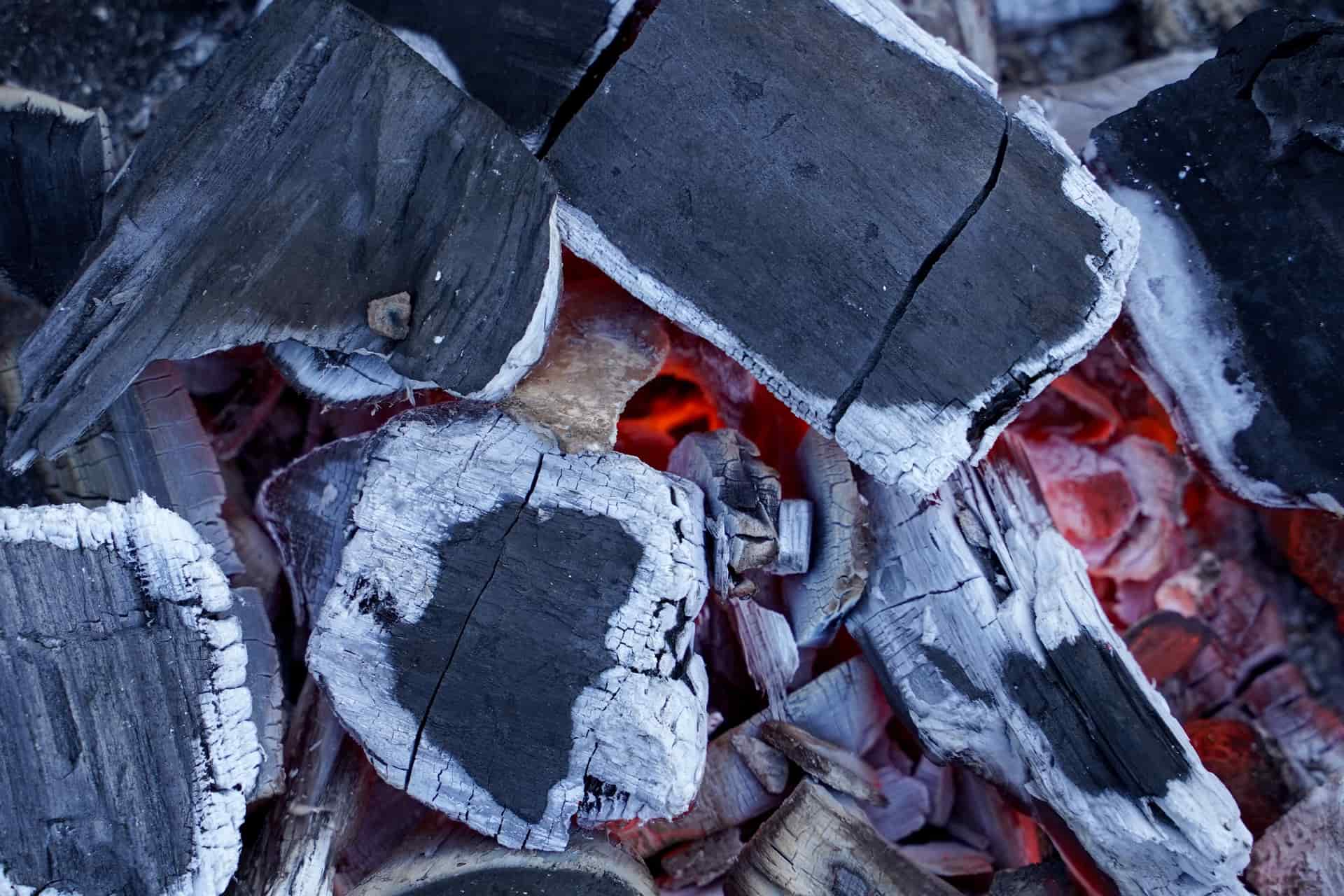 A pile of natural hardwood lump charcoal